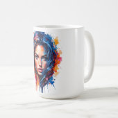 Chromatische muze – Neon Splash Portret Koffiemok (Voorkant rechts)