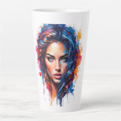 Chromatische muze – Neon Splash Portret Latte Mok (Voorkant)