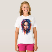 Chromatische muze – Neon Splash Portret T-shirt (Voorkant volledig)