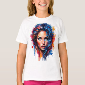 Chromatische muze – Neon Splash Portret T-shirt