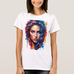 Chromatische muze – Neon Splash Portret T-shirt
