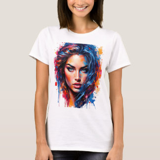 Chromatische muze – Neon Splash Portret T-shirt