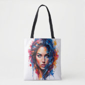 Chromatische muze – Neon Splash Portret Tote Bag (Voorkant)
