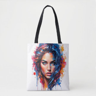 Chromatische muze – Neon Splash Portret Tote Bag