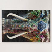 Chromatische Olifant Wandkunst | Levendig Geometri Legpuzzel (Horizontaal)