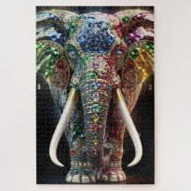 Chromatische Olifant Wandkunst | Levendig Geometri