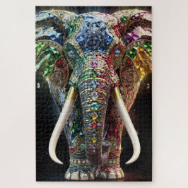 Chromatische Olifant Wandkunst | Levendig Geometri Legpuzzel