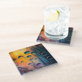 Chromatische regen kleurrijke achtergrond glazen onderzetter