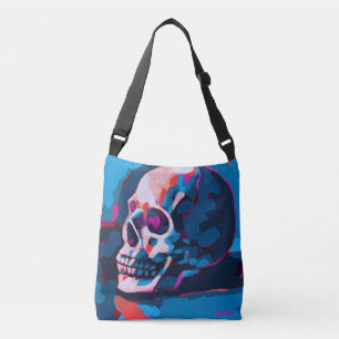 Chromatische schedel schildering crossbody tas