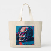 Chromatische schedel schildering grote tote bag (Achterkant)