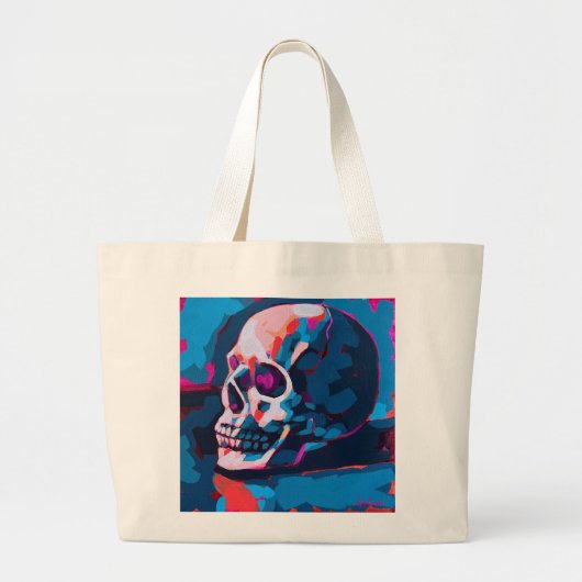 Chromatische schedel schildering grote tote bag (Voorkant)