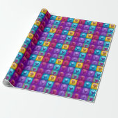 Chromatische schedels - psychedelisch neonpatroon cadeaupapier (Uitgerold)