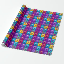 Chromatische schedels - psychedelisch neonpatroon cadeaupapier