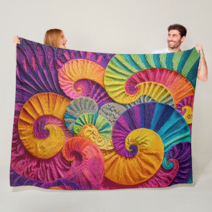 Chromatische Schelpen: Levendig Spiraal Mozaïek Fleece Deken
