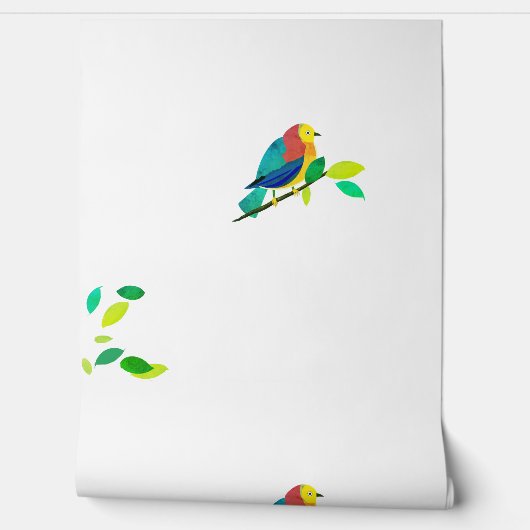 Chromatische Serenade: Vogel op tak Behang (Afrollen)