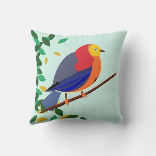 Chromatische Serenade: Vogel op tak Kussen (Achterkant)