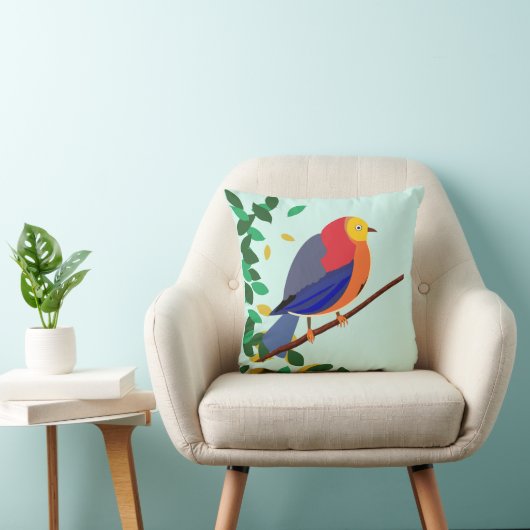 Chromatische Serenade: Vogel op tak Kussen (Stoel)