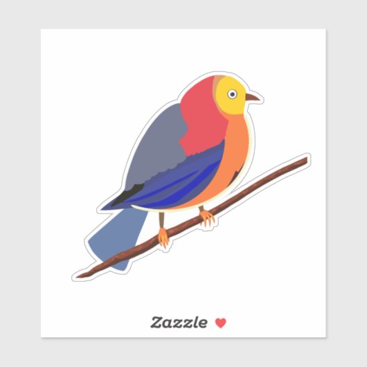 Chromatische Serenade: Vogel op tak Sticker (Vel)