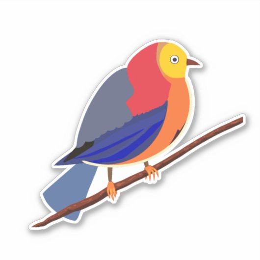 Chromatische Serenade: Vogel op tak Sticker (Voorkant)