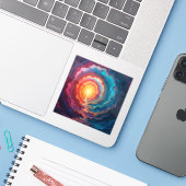 Chromatische Singulariteit – Abstract Vierkant Vin Sticker (Laptop met iPhone)