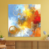 Chromatische Skyline: Puls der urbanen Abstraktion Canvas Afdruk (Insitu (Woonkamer))