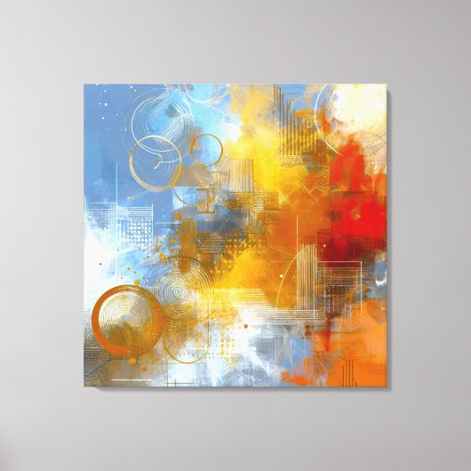 Chromatische Skyline: Puls der urbanen Abstraktion Canvas Afdruk (Voorkant)