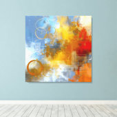 Chromatische Skyline: Puls der urbanen Abstraktion Canvas Afdruk (Insitu (Houten vloer))