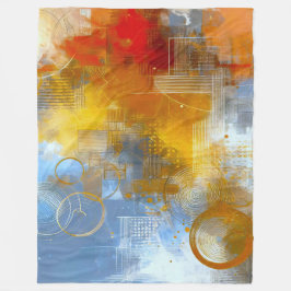 Chromatische Skyline: Puls der urbanen Abstraktion Fleece Deken