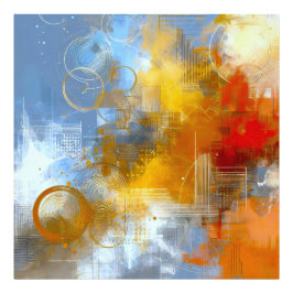 Chromatische Skyline: Puls der urbanen Abstraktion Foto Afdruk