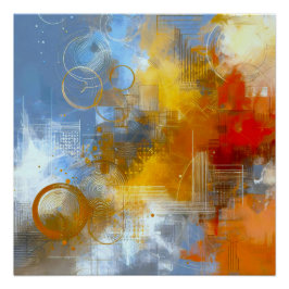 Chromatische Skyline: Puls der urbanen Abstraktion Perfect Poster