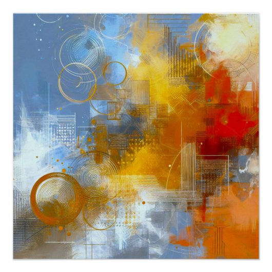 Chromatische Skyline: Puls der urbanen Abstraktion Perfect Poster (Voorkant)