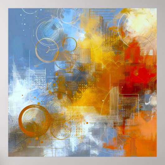 Chromatische Skyline: Puls der urbanen Abstraktion Poster (Voorkant)