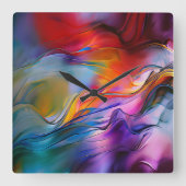 "Chromatische stromingen" Hedendaags Abstract Vierkante Klok (Voorkant)