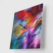 "Chromatische stromingen" Hedendaags Abstract Vierkante Klok (Hoek)