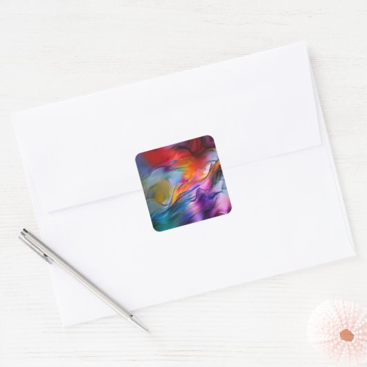 "Chromatische stromingen" Hedendaags Abstract Vierkante Sticker (Envelop)