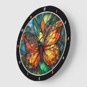 Chromatische vlucht" - Glas in lood Butterfly Grote Klok (Hoek)