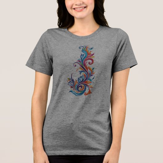 "Chromatische Vortex" abstracte kleurenontwerp Tri-Blend Shirt (Voorkant)