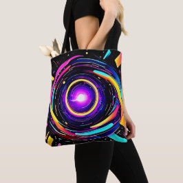 Chromatische vortexkunst tote bag