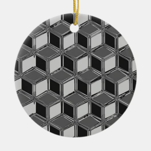 Chrome 3-d-boxen - hematietgrijs keramisch ornament (Voorkant)