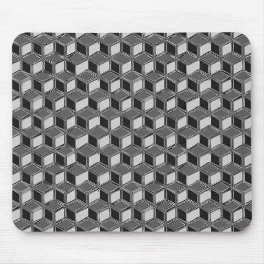 Chrome 3-d-boxen - hematietgrijs muismat (Voorkant)