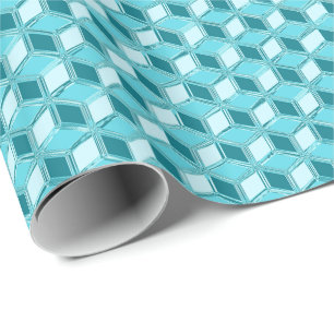 Chrome 3-d boxen - turquoise / aqua cadeaupapier