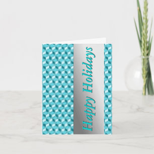 Chrome 3-d boxen - turquoise / aqua feestdagen kaart
