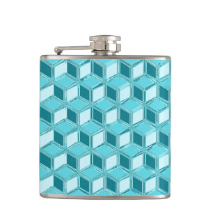 Chrome 3-d boxen - turquoise / aqua heupfles