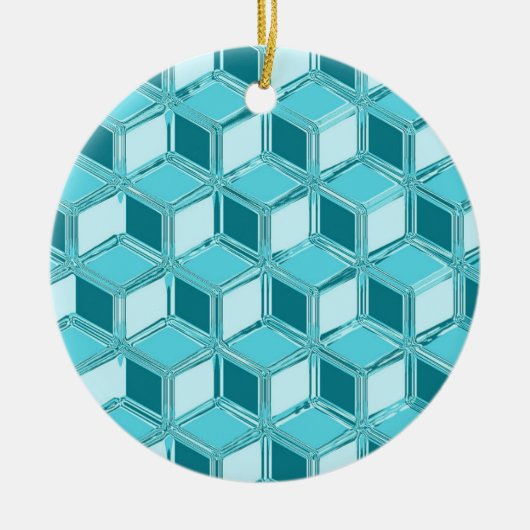 Chrome 3-d boxen - turquoise / aqua keramisch ornament (Voorkant)