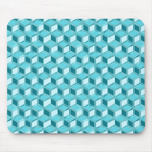Chrome 3-d boxen - turquoise / aqua muismat (Voorkant)