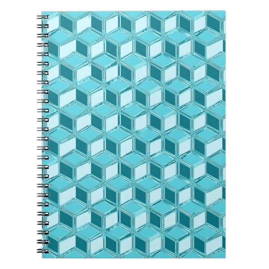 Chrome 3-d boxen - turquoise / aqua notitieboek (Voorkant)