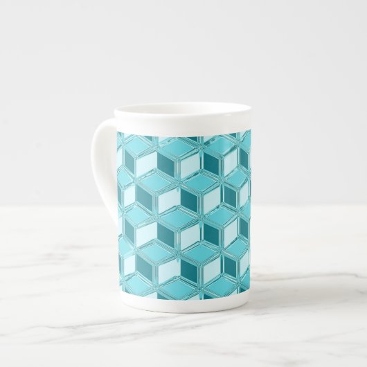 Chrome 3-d boxen - turquoise / aqua porselein kop (Links)