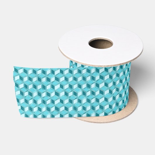 Chrome 3-d boxen - turquoise / aqua satijnen lint (Spoel)