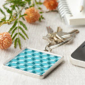 Chrome 3-d boxen - turquoise / aqua sleutelhanger (Zijkant)