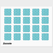 Chrome 3-d boxen - turquoise / aqua vierkante sticker (Vel)